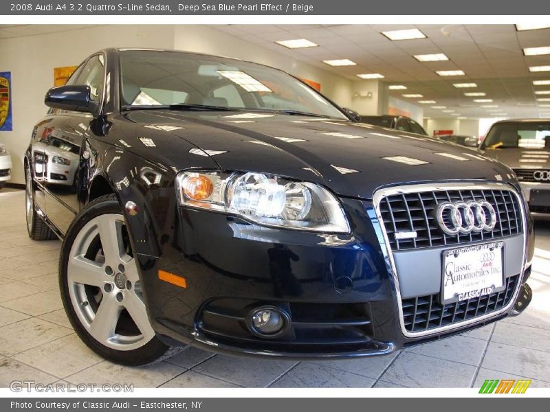 Deep Sea Blue Pearl Effect / Beige 2008 Audi A4 3.2 Quattro S-Line Sedan