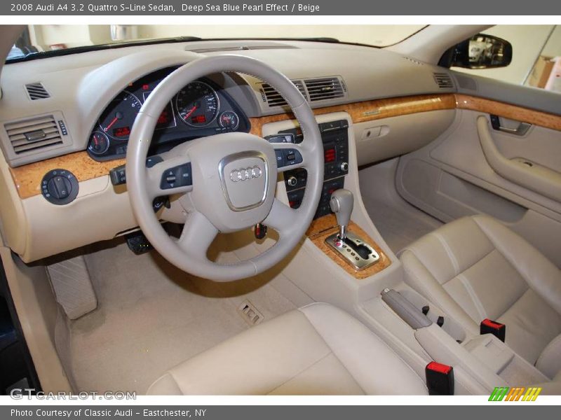 Deep Sea Blue Pearl Effect / Beige 2008 Audi A4 3.2 Quattro S-Line Sedan