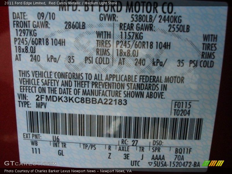 Red Candy Metallic / Medium Light Stone 2011 Ford Edge Limited