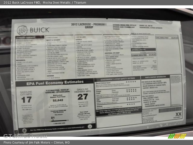 Mocha Steel Metallic / Titanium 2012 Buick LaCrosse FWD
