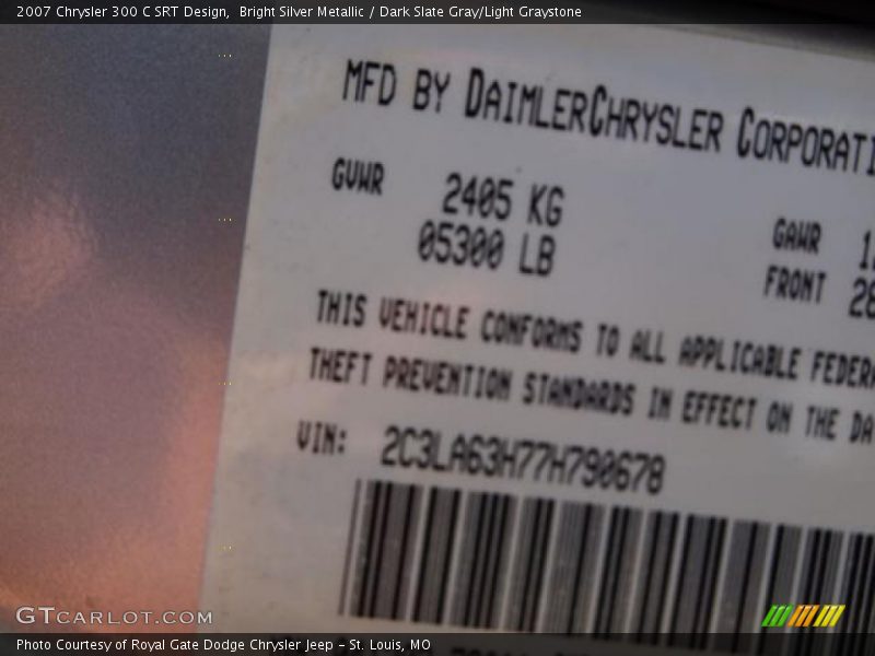 Bright Silver Metallic / Dark Slate Gray/Light Graystone 2007 Chrysler 300 C SRT Design