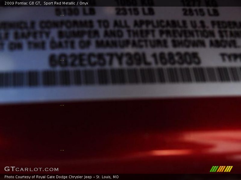 Sport Red Metallic / Onyx 2009 Pontiac G8 GT