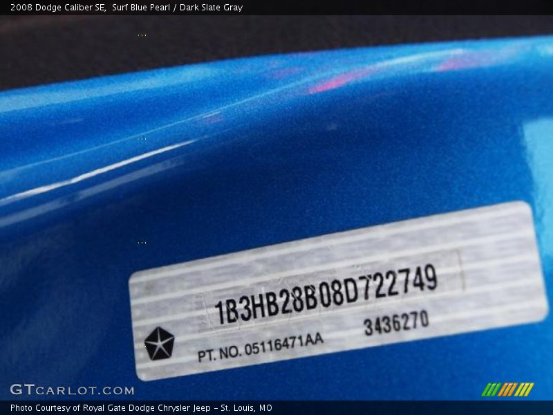 Surf Blue Pearl / Dark Slate Gray 2008 Dodge Caliber SE