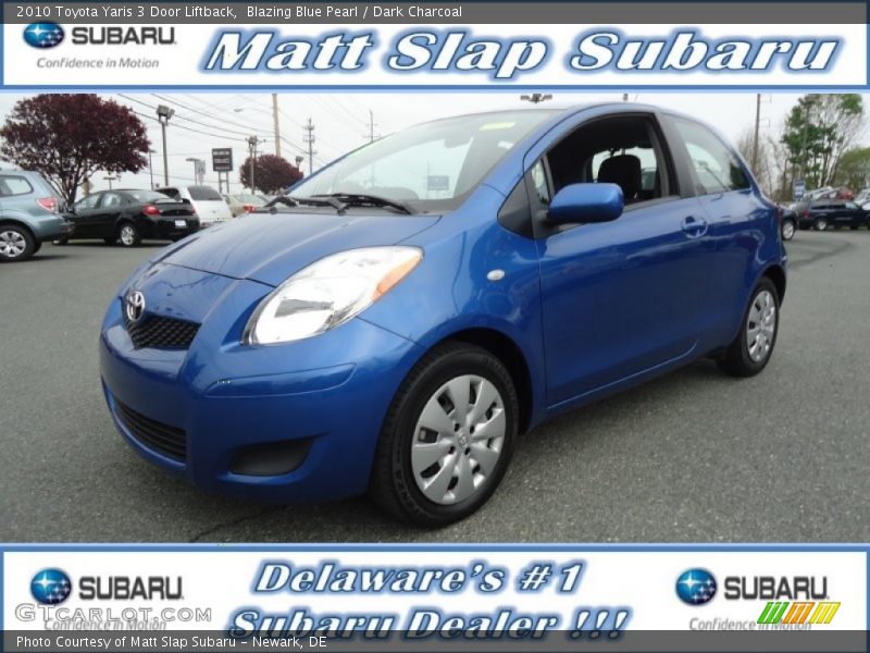 Blazing Blue Pearl / Dark Charcoal 2010 Toyota Yaris 3 Door Liftback