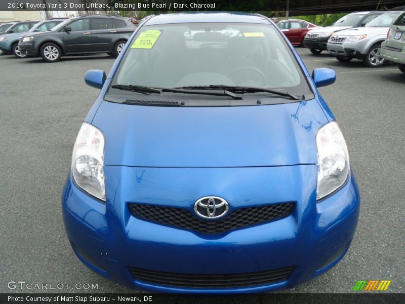 Blazing Blue Pearl / Dark Charcoal 2010 Toyota Yaris 3 Door Liftback