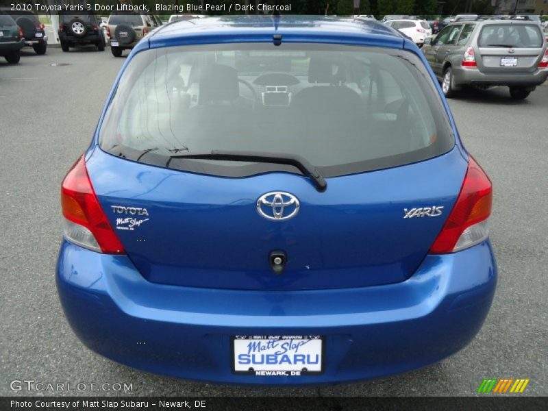 Blazing Blue Pearl / Dark Charcoal 2010 Toyota Yaris 3 Door Liftback