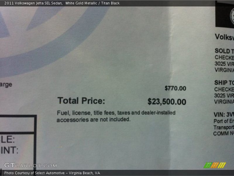 White Gold Metallic / Titan Black 2011 Volkswagen Jetta SEL Sedan
