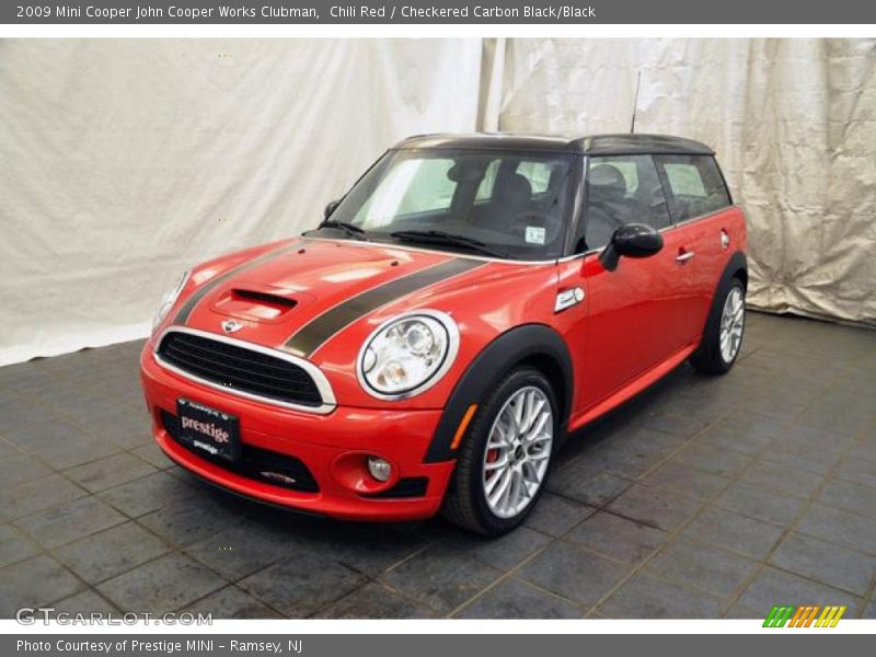Chili Red / Checkered Carbon Black/Black 2009 Mini Cooper John Cooper Works Clubman