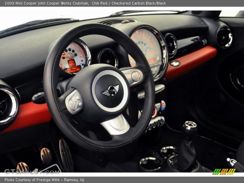 Chili Red / Checkered Carbon Black/Black 2009 Mini Cooper John Cooper Works Clubman