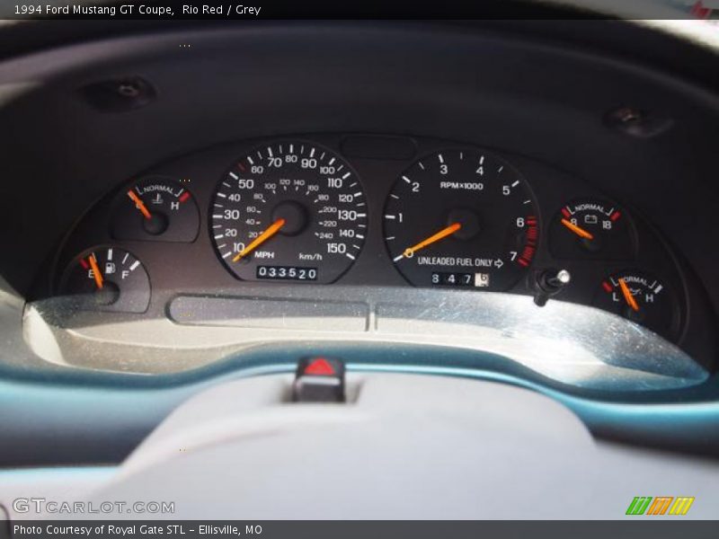 Rio Red / Grey 1994 Ford Mustang GT Coupe