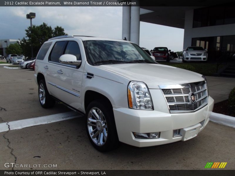 White Diamond Tricoat / Cocoa/Light Linen 2012 Cadillac Escalade Platinum