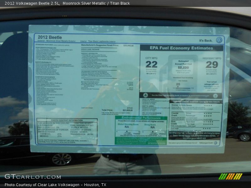Moonrock Silver Metallic / Titan Black 2012 Volkswagen Beetle 2.5L