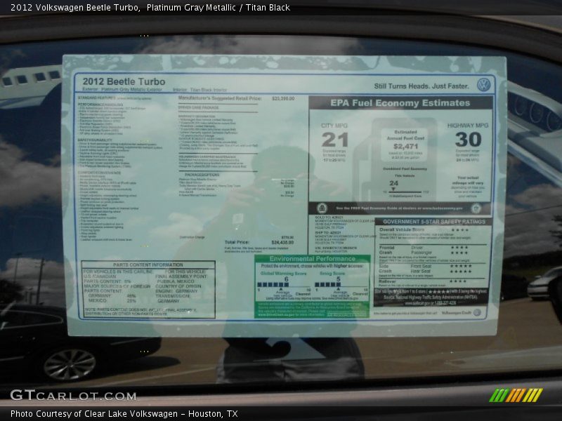  2012 Beetle Turbo Window Sticker