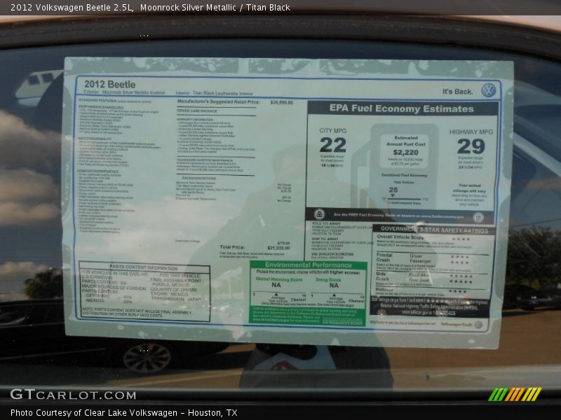 Moonrock Silver Metallic / Titan Black 2012 Volkswagen Beetle 2.5L