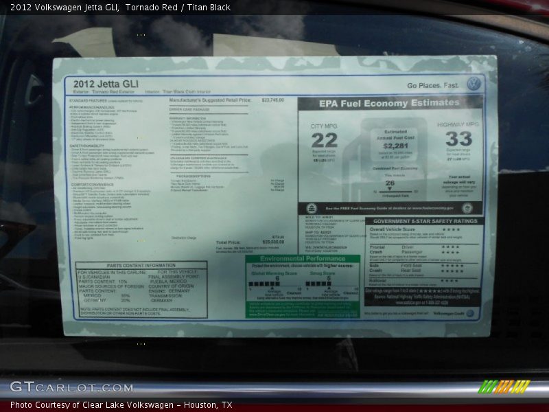 Tornado Red / Titan Black 2012 Volkswagen Jetta GLI