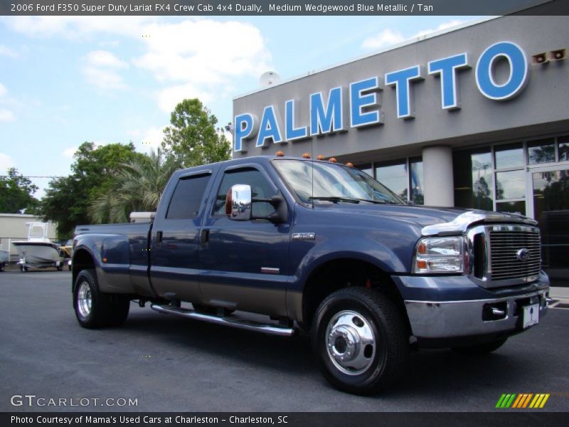 Medium Wedgewood Blue Metallic / Tan 2006 Ford F350 Super Duty Lariat FX4 Crew Cab 4x4 Dually