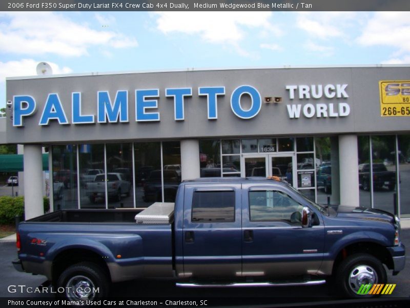 Medium Wedgewood Blue Metallic / Tan 2006 Ford F350 Super Duty Lariat FX4 Crew Cab 4x4 Dually