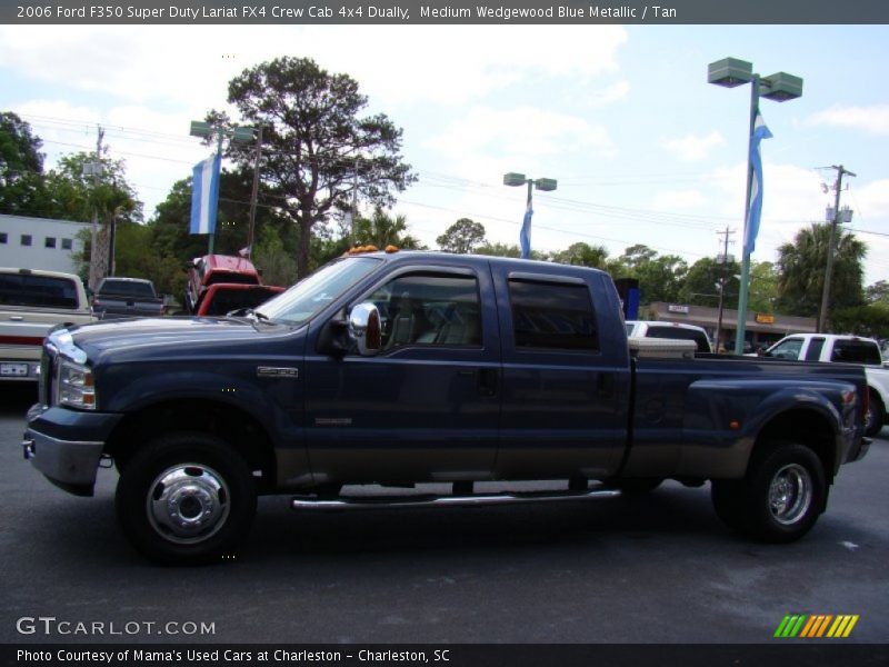 Medium Wedgewood Blue Metallic / Tan 2006 Ford F350 Super Duty Lariat FX4 Crew Cab 4x4 Dually