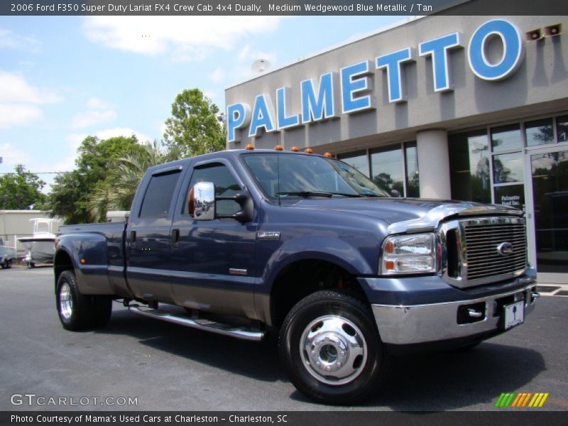 Medium Wedgewood Blue Metallic / Tan 2006 Ford F350 Super Duty Lariat FX4 Crew Cab 4x4 Dually