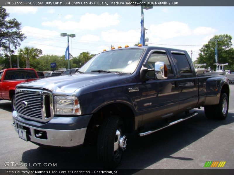 Medium Wedgewood Blue Metallic / Tan 2006 Ford F350 Super Duty Lariat FX4 Crew Cab 4x4 Dually