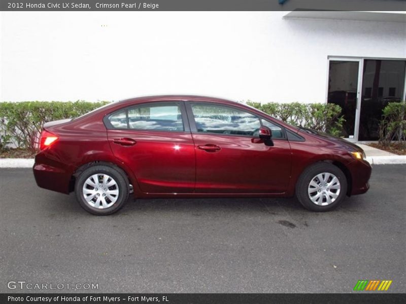 Crimson Pearl / Beige 2012 Honda Civic LX Sedan