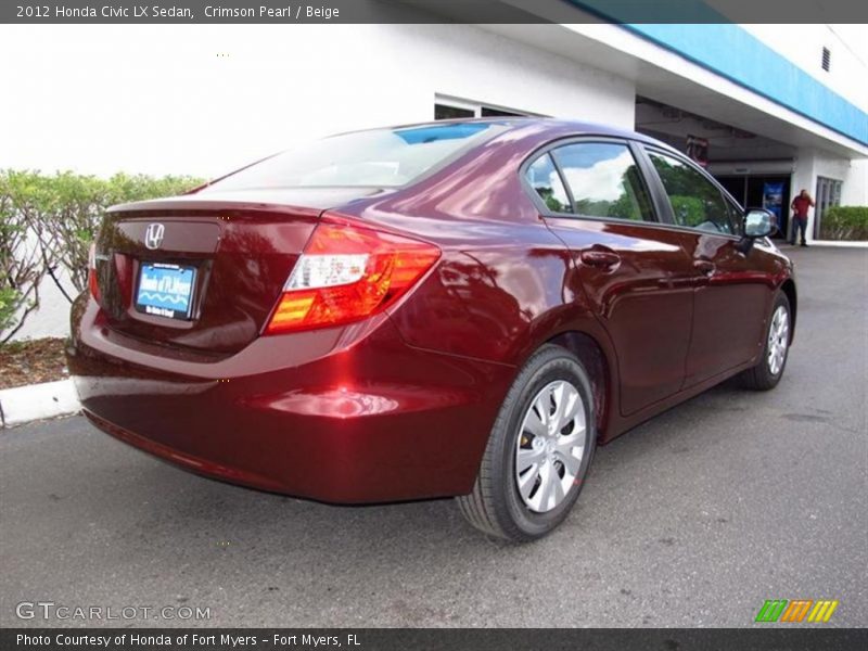 Crimson Pearl / Beige 2012 Honda Civic LX Sedan