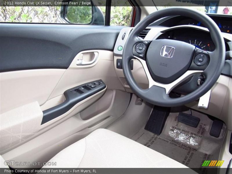 Crimson Pearl / Beige 2012 Honda Civic LX Sedan