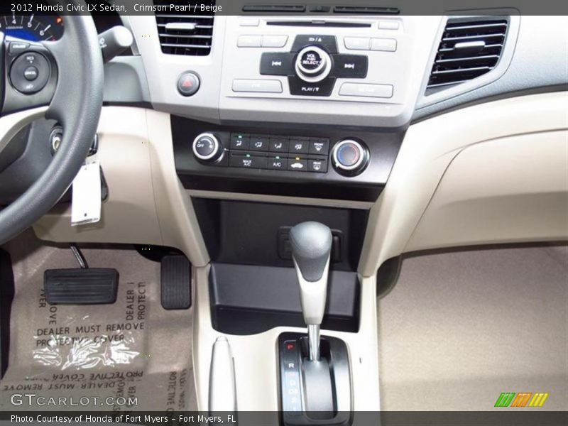 Crimson Pearl / Beige 2012 Honda Civic LX Sedan