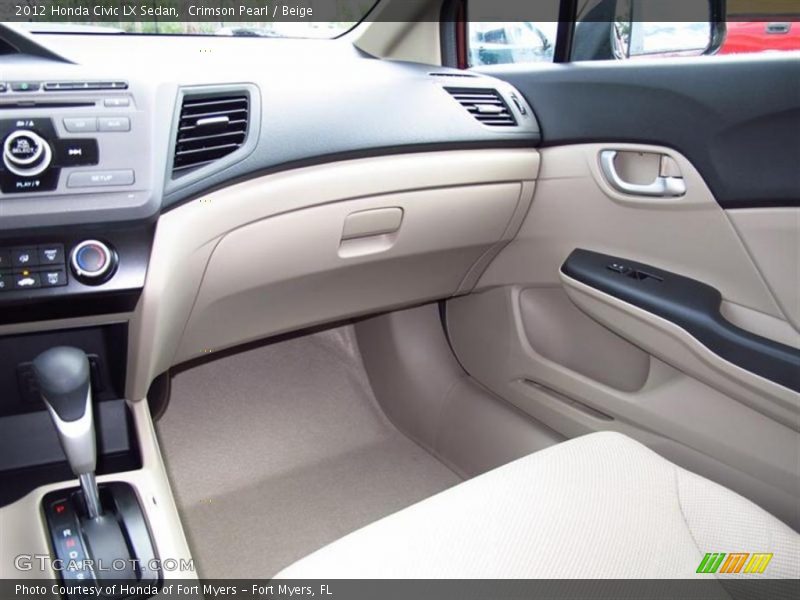 Crimson Pearl / Beige 2012 Honda Civic LX Sedan