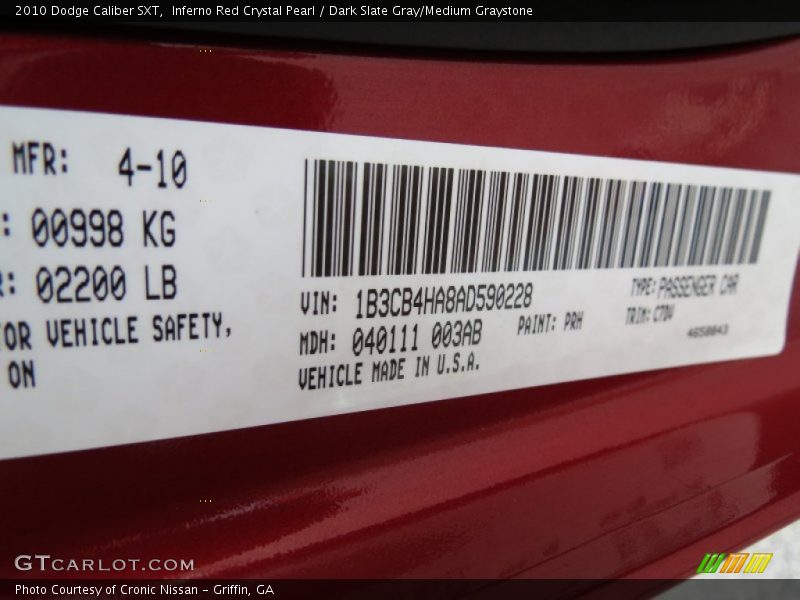 Inferno Red Crystal Pearl / Dark Slate Gray/Medium Graystone 2010 Dodge Caliber SXT