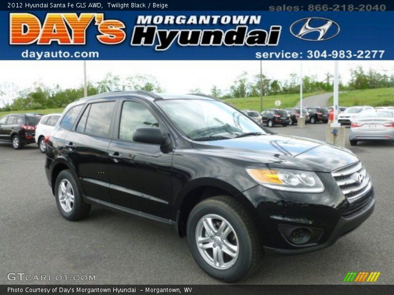 Twilight Black / Beige 2012 Hyundai Santa Fe GLS AWD
