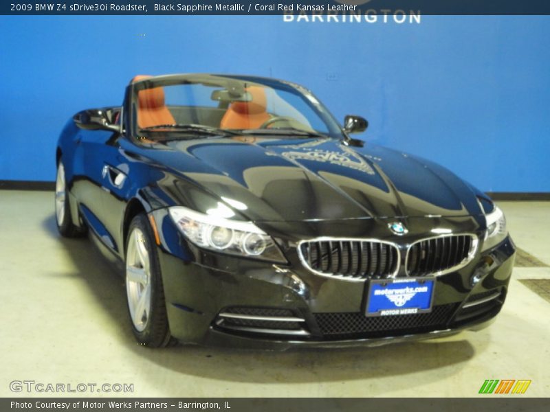 Black Sapphire Metallic / Coral Red Kansas Leather 2009 BMW Z4 sDrive30i Roadster