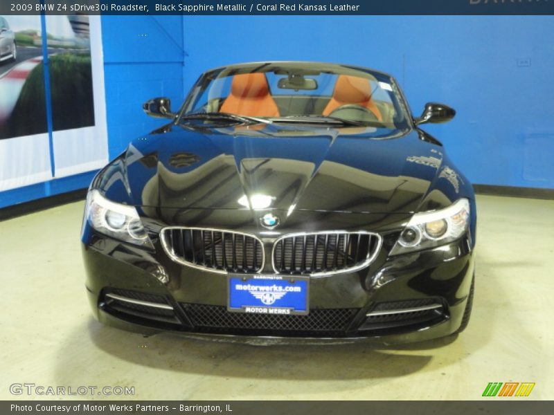 Black Sapphire Metallic / Coral Red Kansas Leather 2009 BMW Z4 sDrive30i Roadster