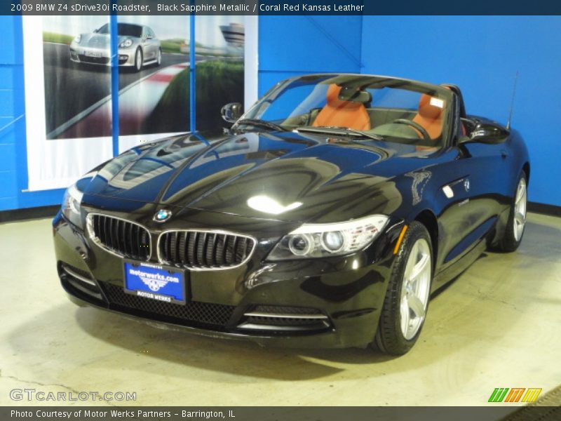 Black Sapphire Metallic / Coral Red Kansas Leather 2009 BMW Z4 sDrive30i Roadster