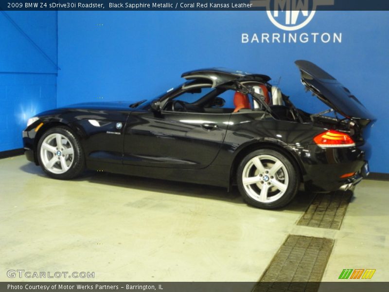 Black Sapphire Metallic / Coral Red Kansas Leather 2009 BMW Z4 sDrive30i Roadster