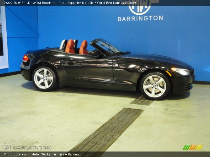 Black Sapphire Metallic / Coral Red Kansas Leather 2009 BMW Z4 sDrive30i Roadster