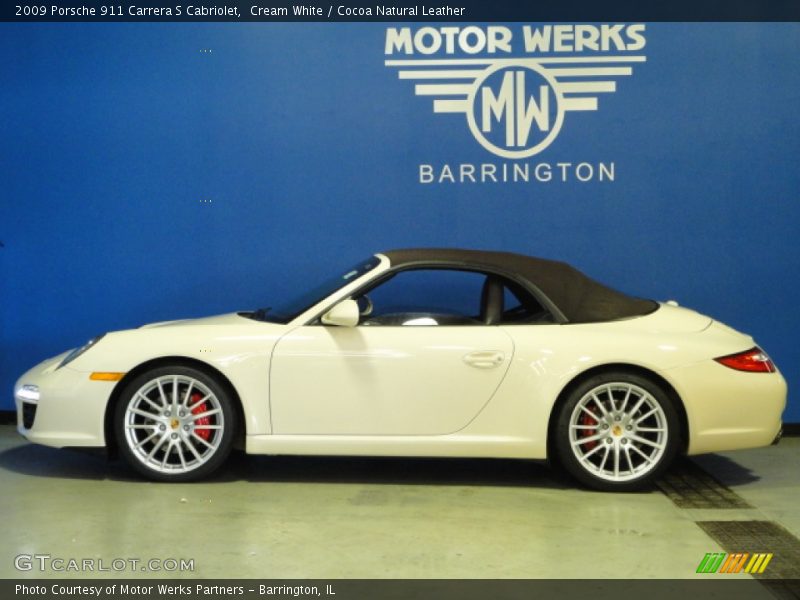 Cream White / Cocoa Natural Leather 2009 Porsche 911 Carrera S Cabriolet