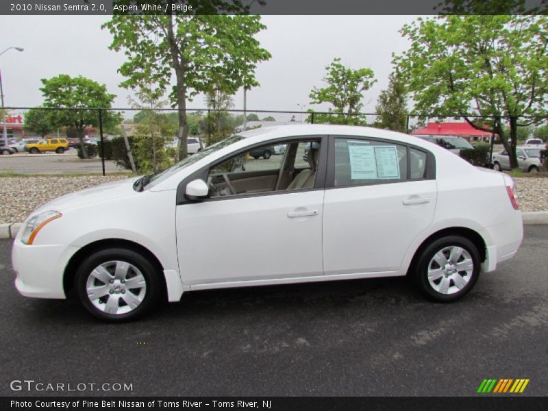 Aspen White / Beige 2010 Nissan Sentra 2.0
