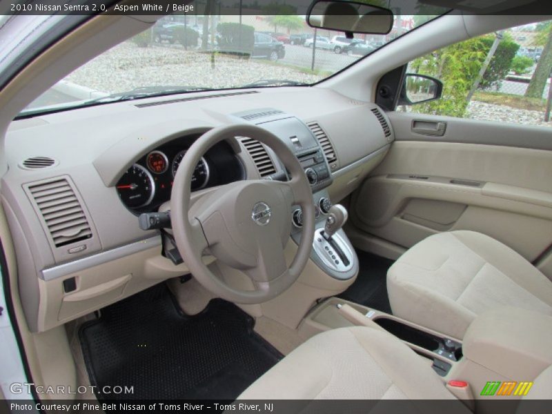 Aspen White / Beige 2010 Nissan Sentra 2.0