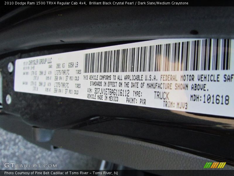 Brilliant Black Crystal Pearl / Dark Slate/Medium Graystone 2010 Dodge Ram 1500 TRX4 Regular Cab 4x4