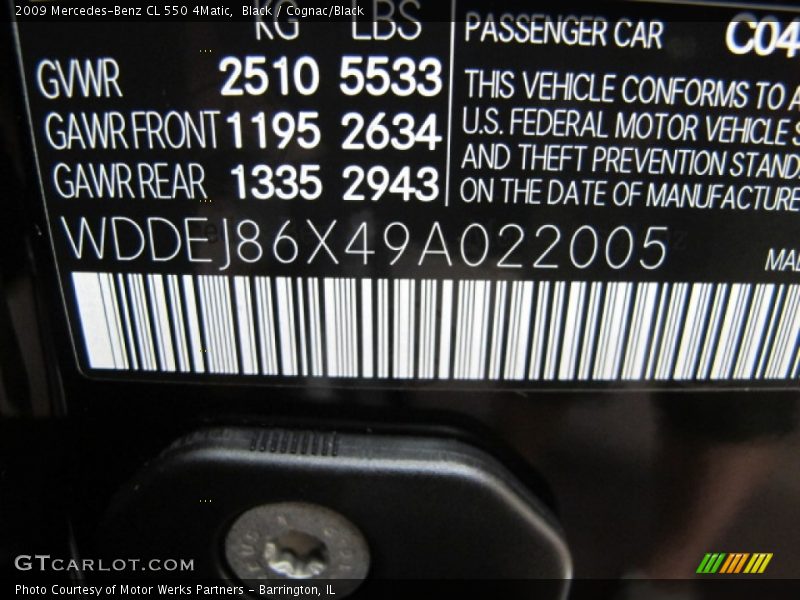 Black / Cognac/Black 2009 Mercedes-Benz CL 550 4Matic