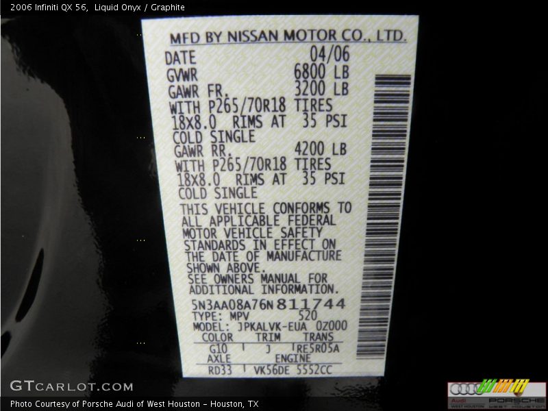 Liquid Onyx / Graphite 2006 Infiniti QX 56