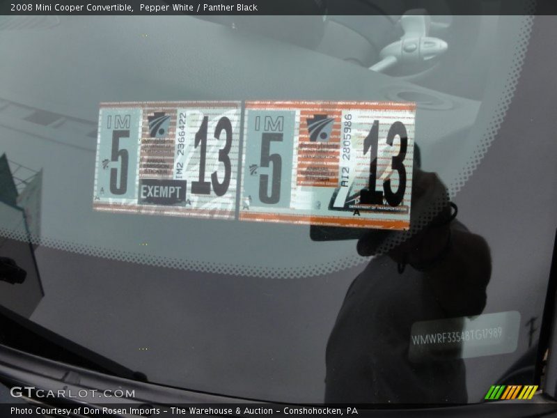 Pepper White / Panther Black 2008 Mini Cooper Convertible