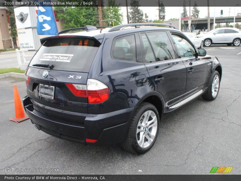 Monaco Blue Metallic / Beige 2008 BMW X3 3.0si