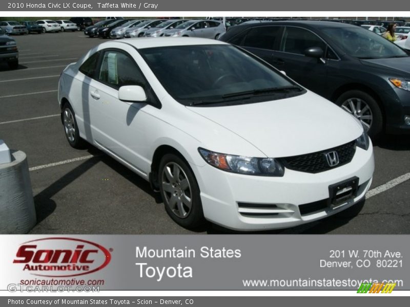 Taffeta White / Gray 2010 Honda Civic LX Coupe