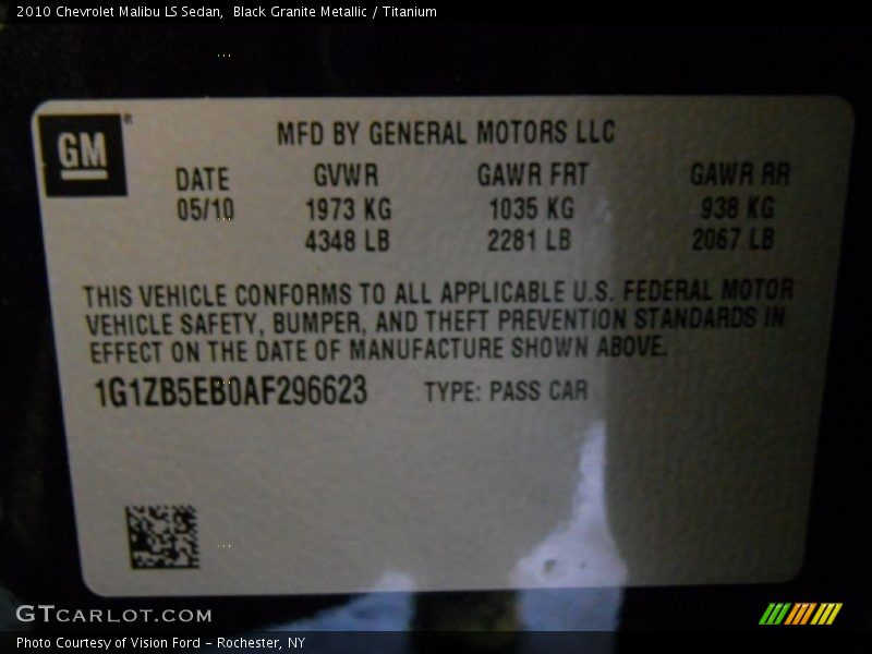 Black Granite Metallic / Titanium 2010 Chevrolet Malibu LS Sedan