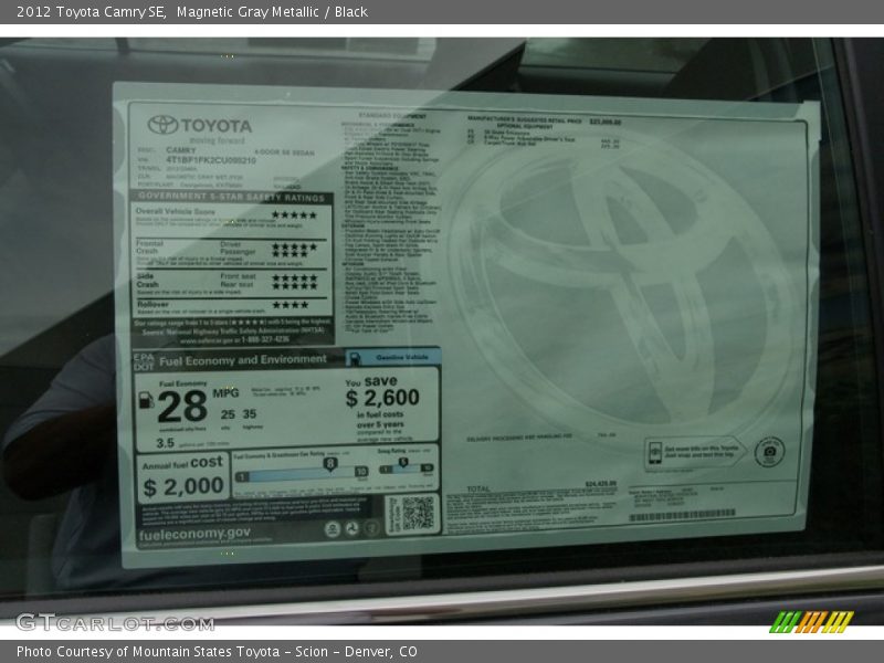 Magnetic Gray Metallic / Black 2012 Toyota Camry SE