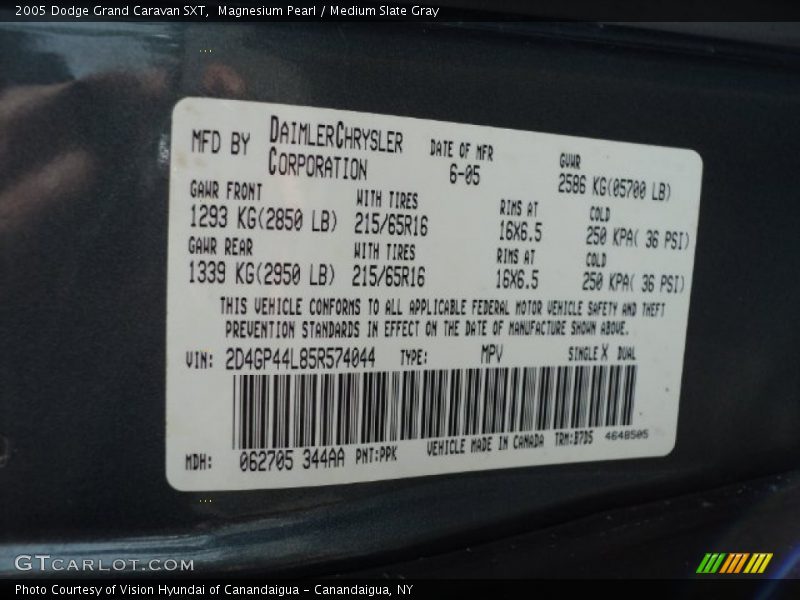 Magnesium Pearl / Medium Slate Gray 2005 Dodge Grand Caravan SXT