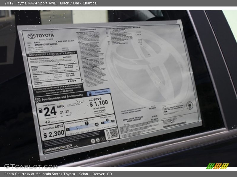 Black / Dark Charcoal 2012 Toyota RAV4 Sport 4WD