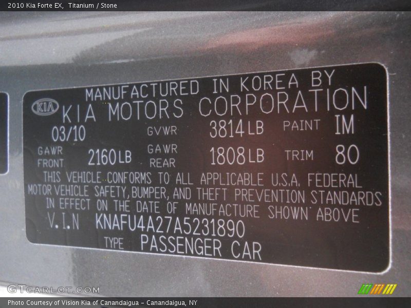 Titanium / Stone 2010 Kia Forte EX
